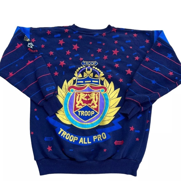 Vintage 90s Troop All Over Print Sweatshirt Hip Hop Rare LL Cool J Size M - Picture 2 of 8